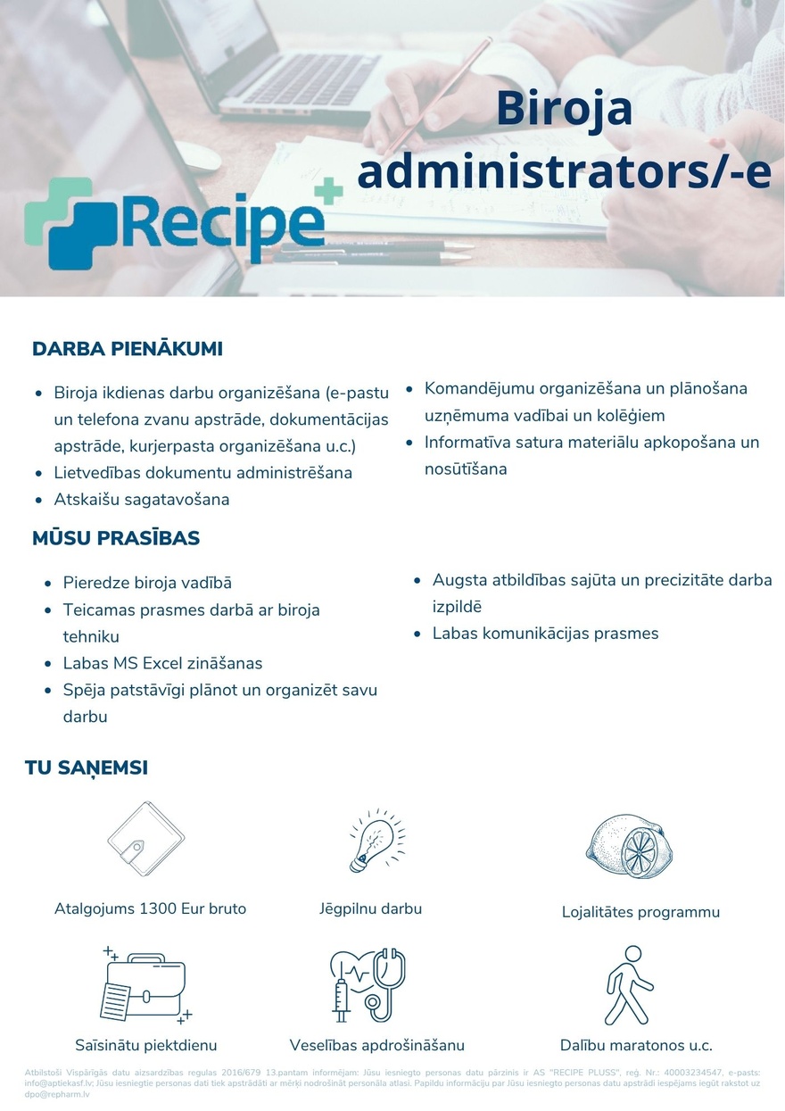 Recipe Plus, AS Biroja administrators/-e