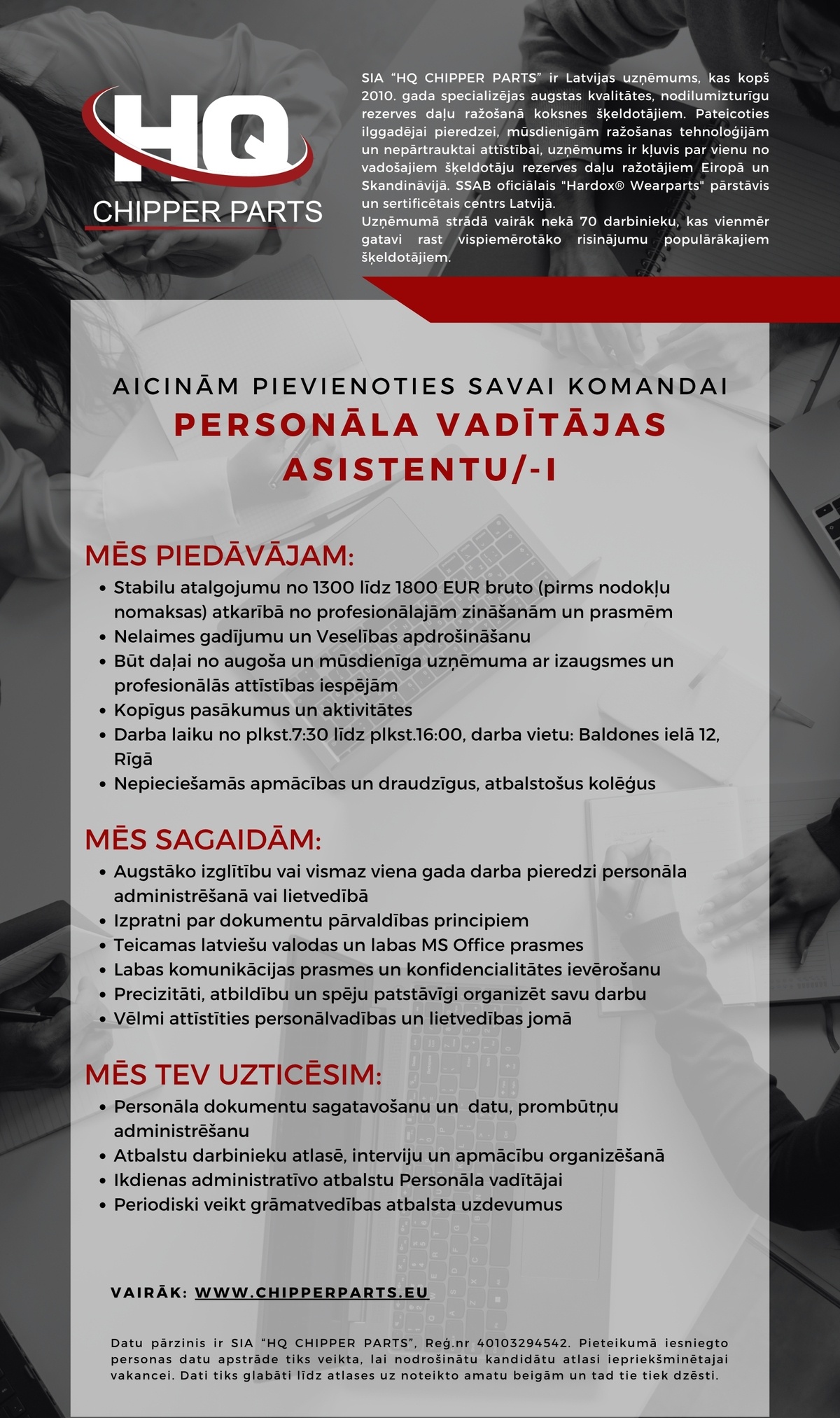 HQ CHIPPER PARTS, SIA Personāla daļas asistents/-e