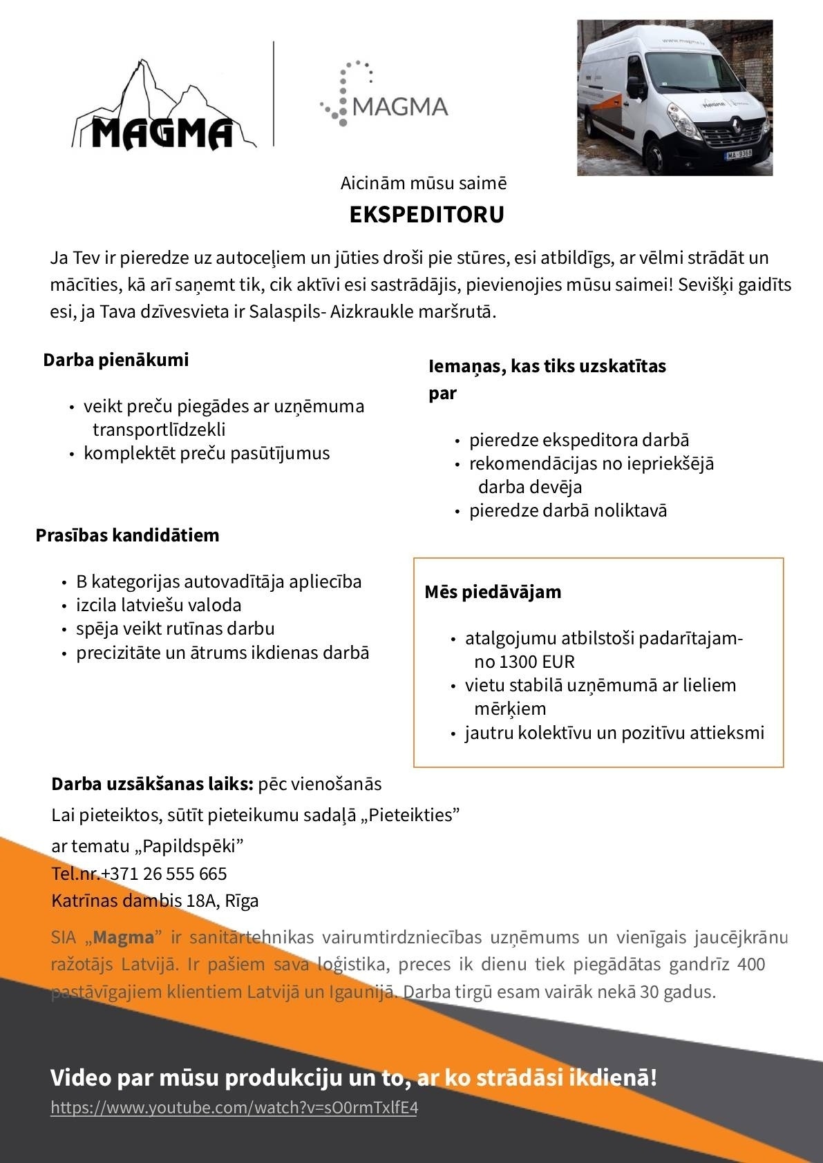 MAGMA, SIA Ekspeditors/-e