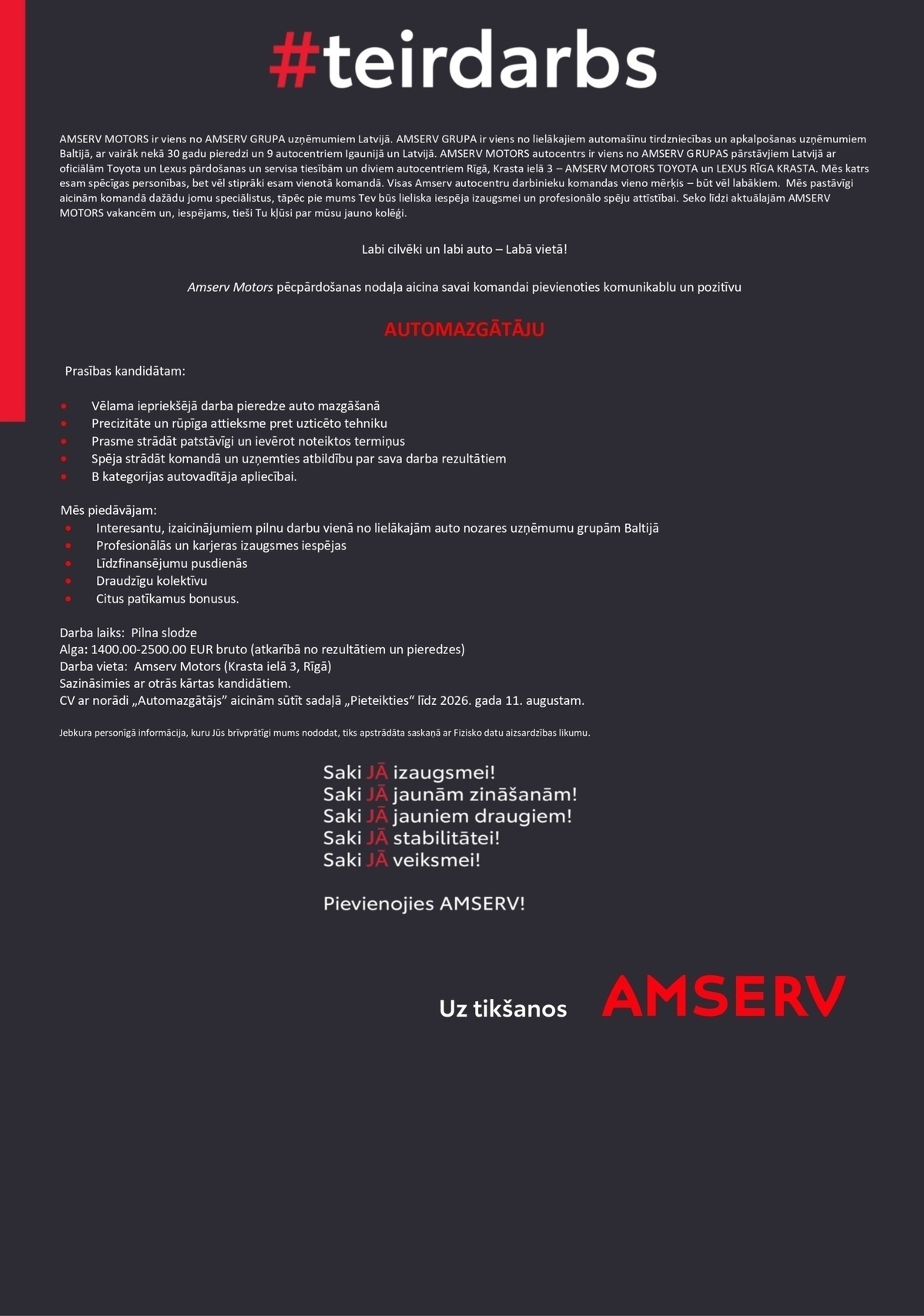 AMSERV MOTORS, SIA Automazgātājs/-a