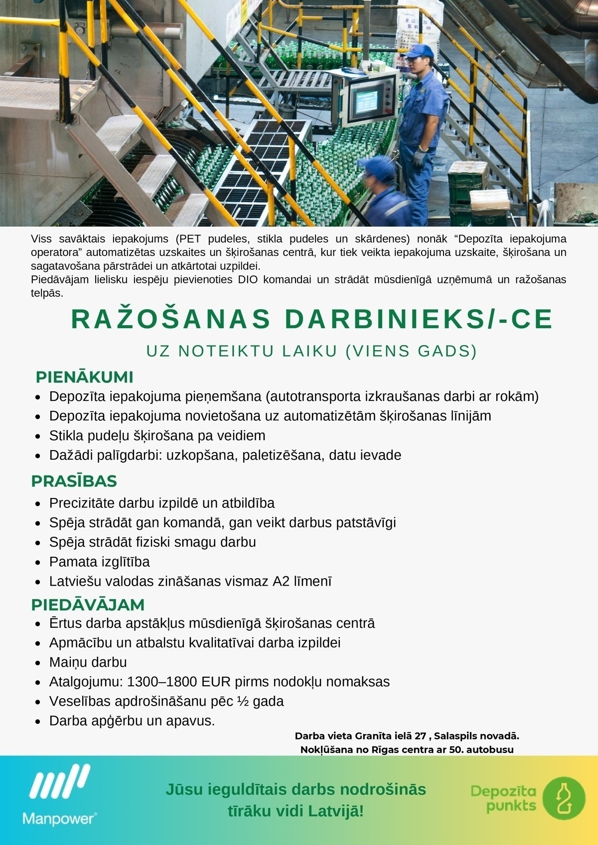 SAS "Manpower Lit" filiāle "Manpower Lit" Ražošanas darbinieks/-ce