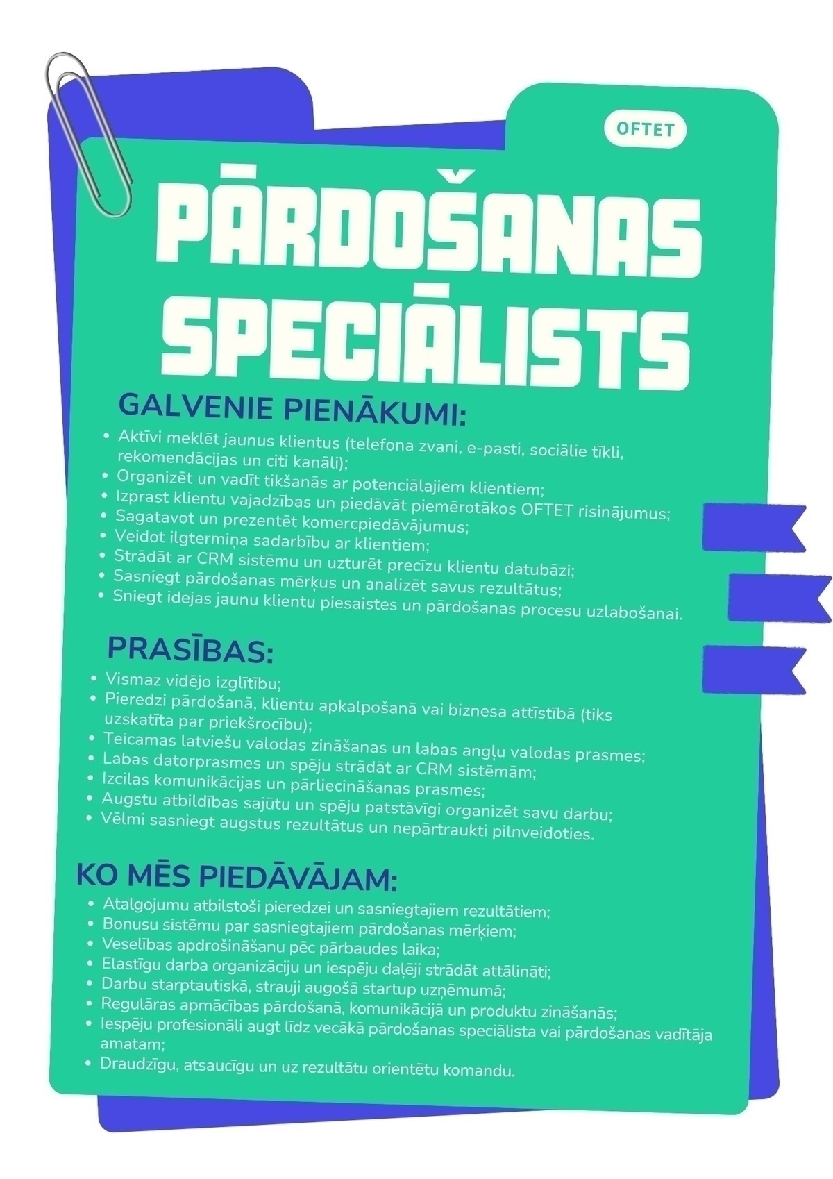 VTMK Group, SIA Pārdošanas speciālists/-e