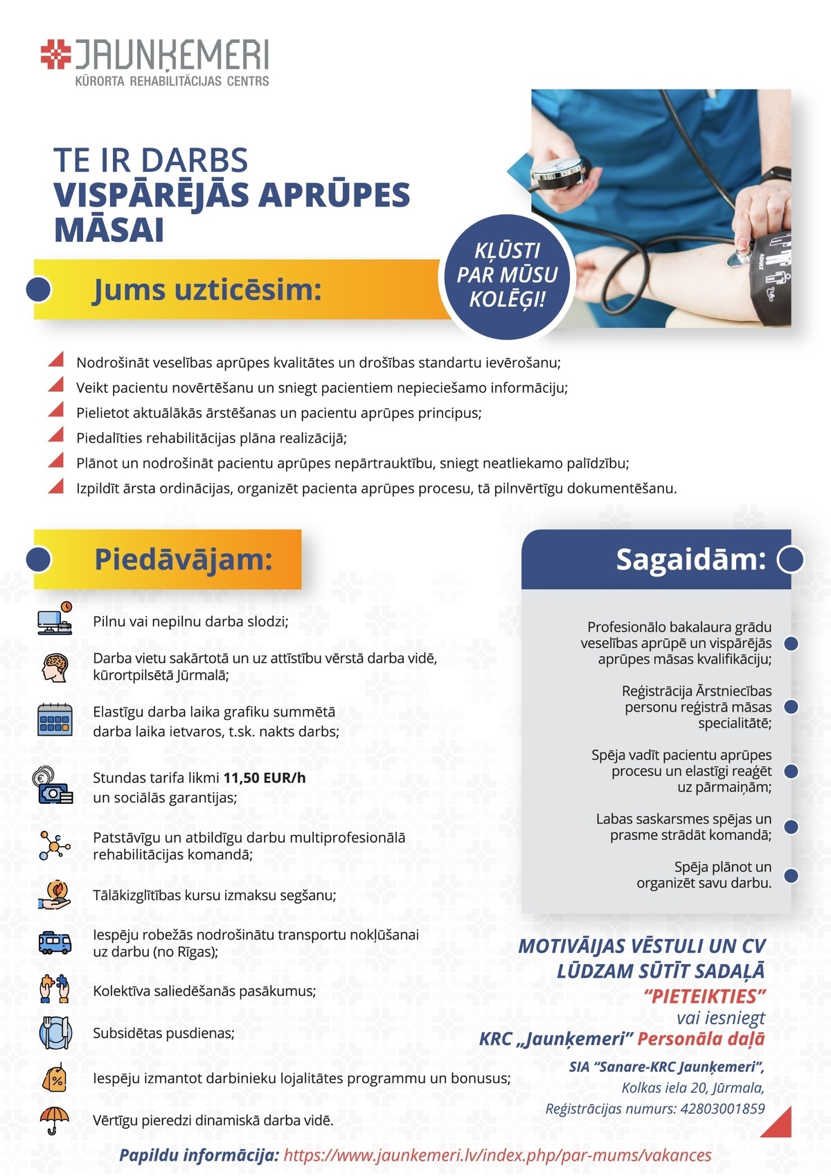 SANARE-KRC JAUNĶEMERI, SIA Vispārējās aprūpes māsa