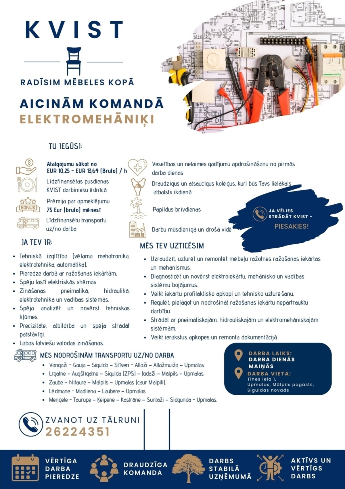 KVIST, SIA Elektromehāniķis/-e
