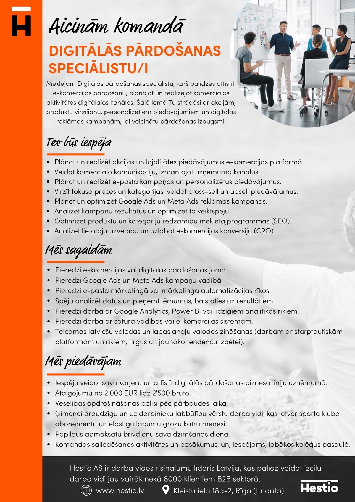 Hestio, AS Digitālās pārdošanas speciālists/-e