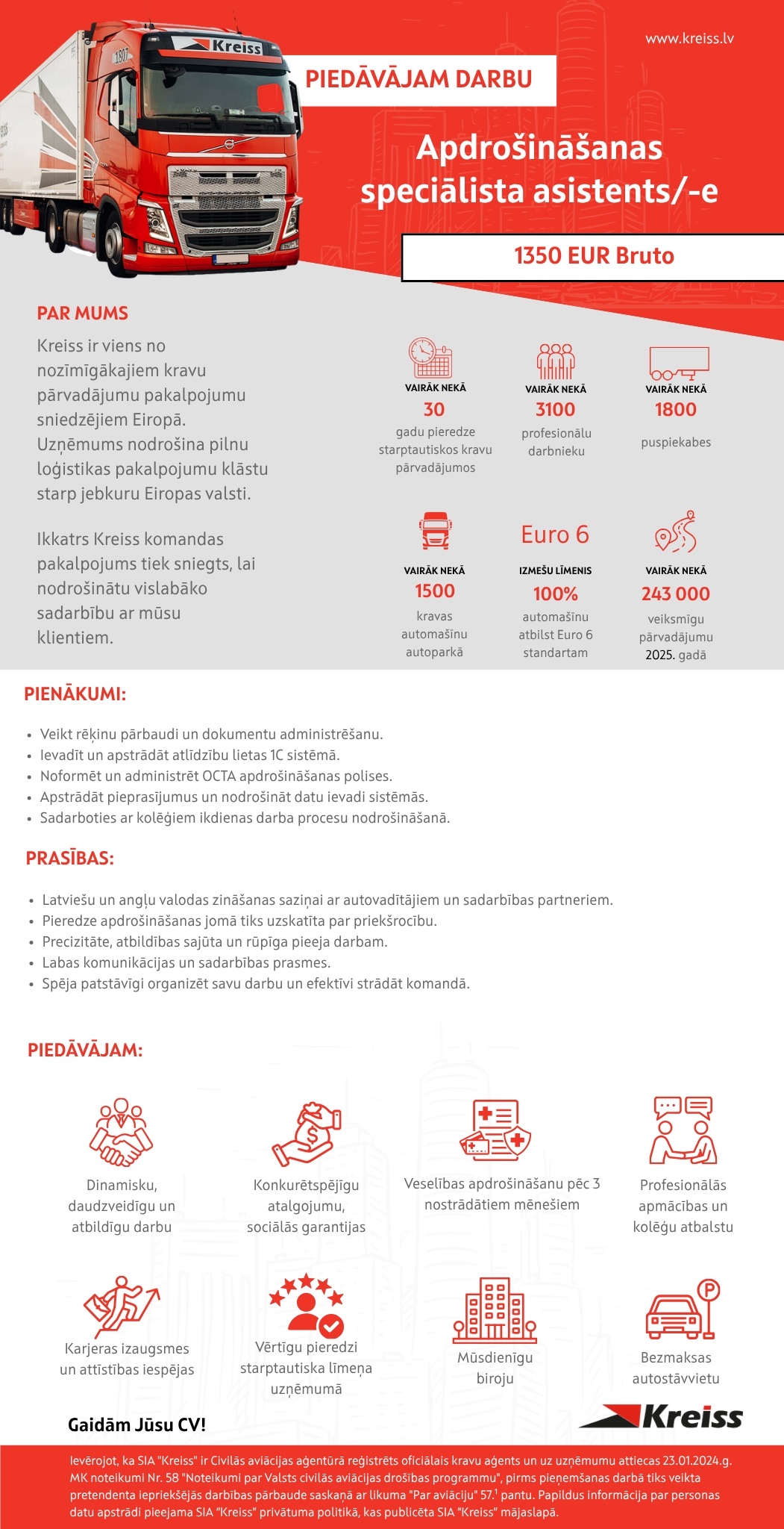 Kreiss, SIA Apdrošināšanas speciālista asistents/-e