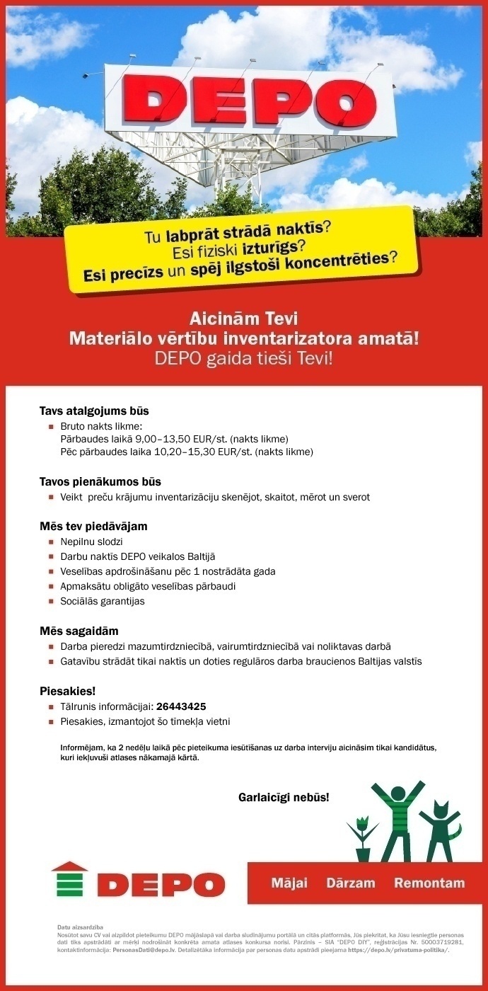 DEPO DIY, SIA Inventarizators/-e
