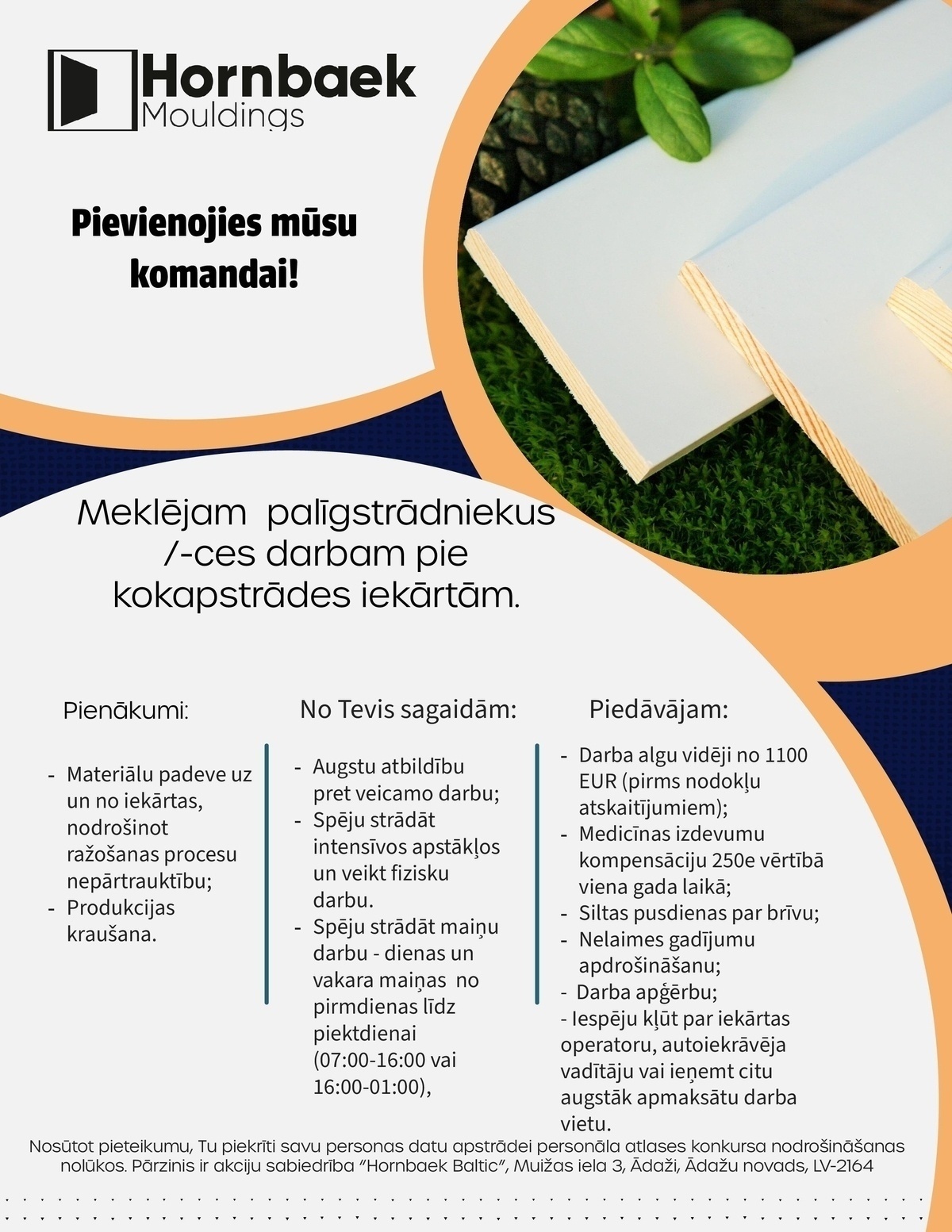 Hornbaek Baltic, AS Palīgstrādnieks/-ce pie kokapstrādes iekārtām