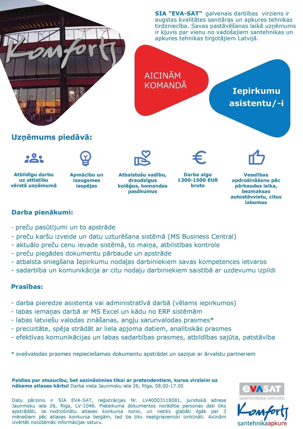 EVA-SAT SIA Iepirkumu asistents/-e