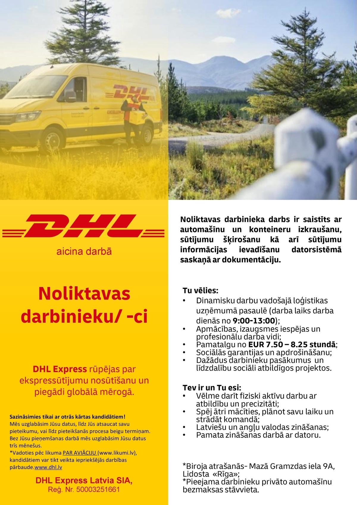 DHL Express Latvia, SIA Noliktavas darbinieks/-ce