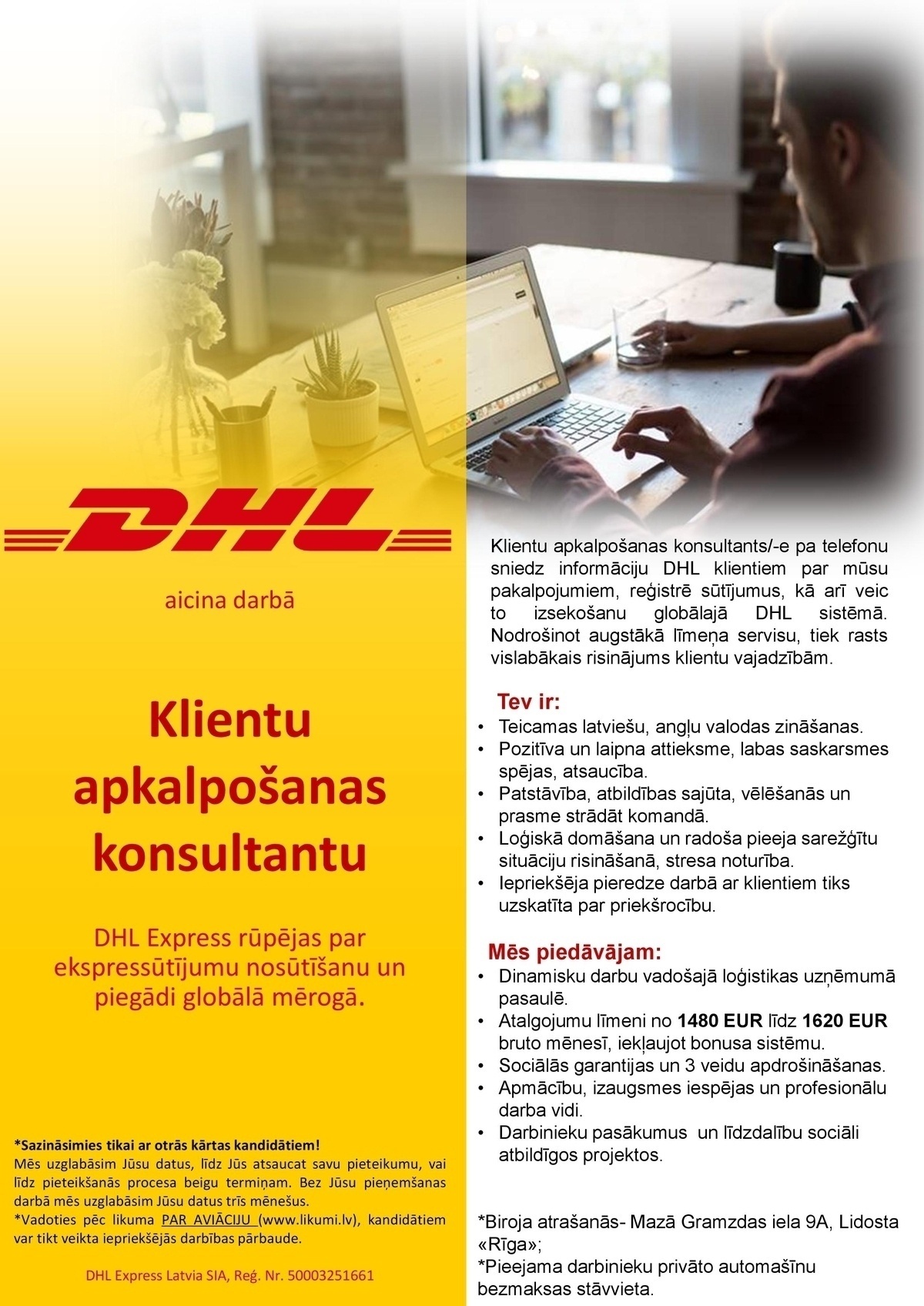 DHL Express Latvia, SIA Klientu apkalpošanas speciālists/-e
