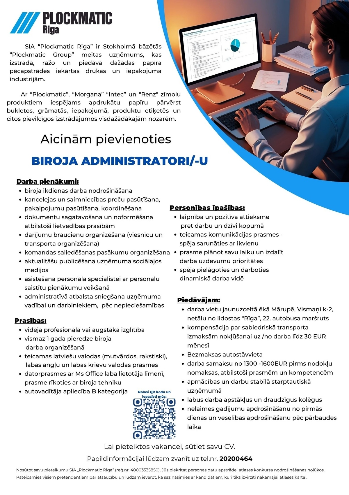 PLOCKMATIC RIGA, SIA Biroja administrators/-e