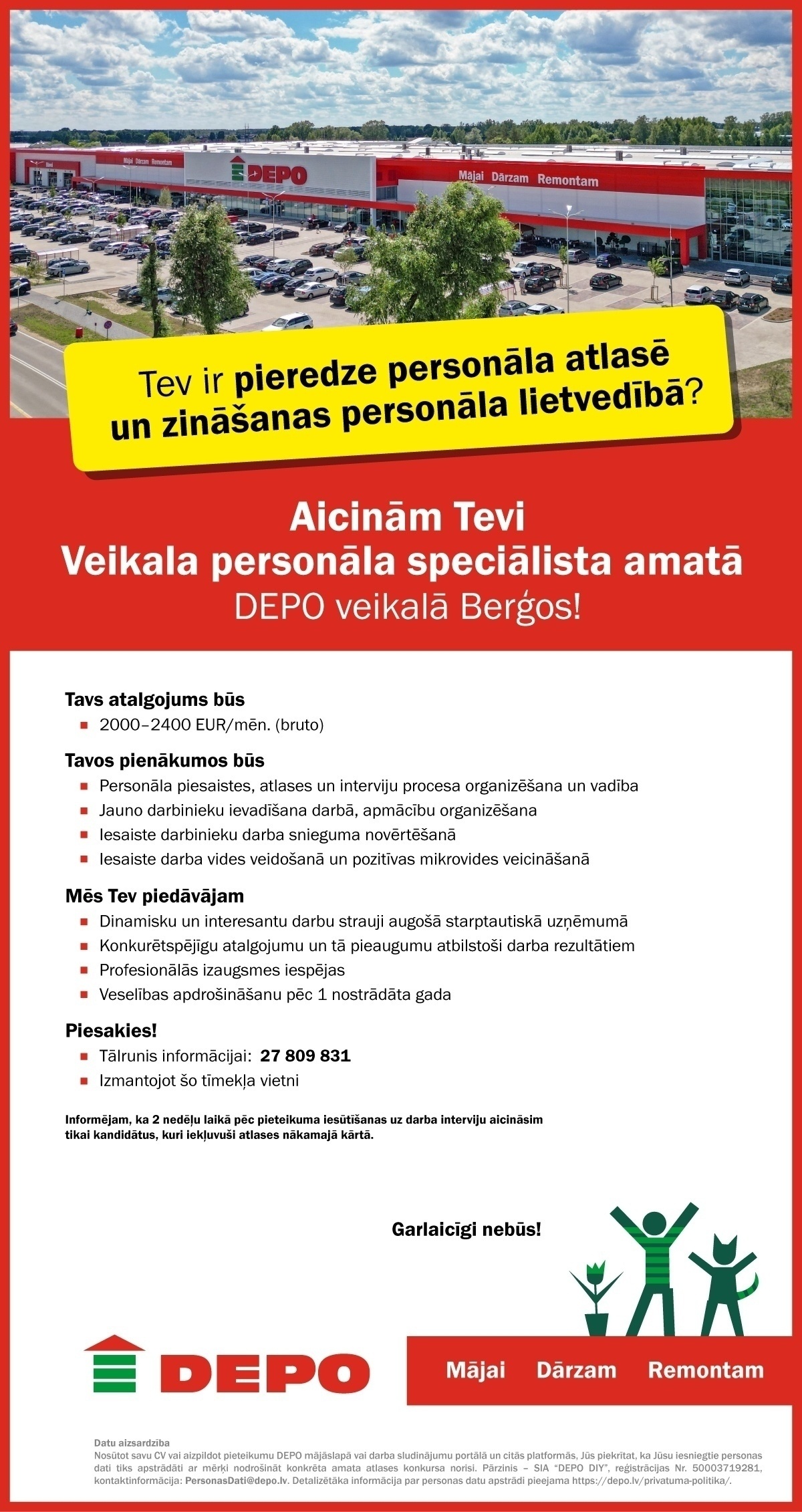 DEPO DIY, SIA Veikala personāla speciālists/-e Berģos