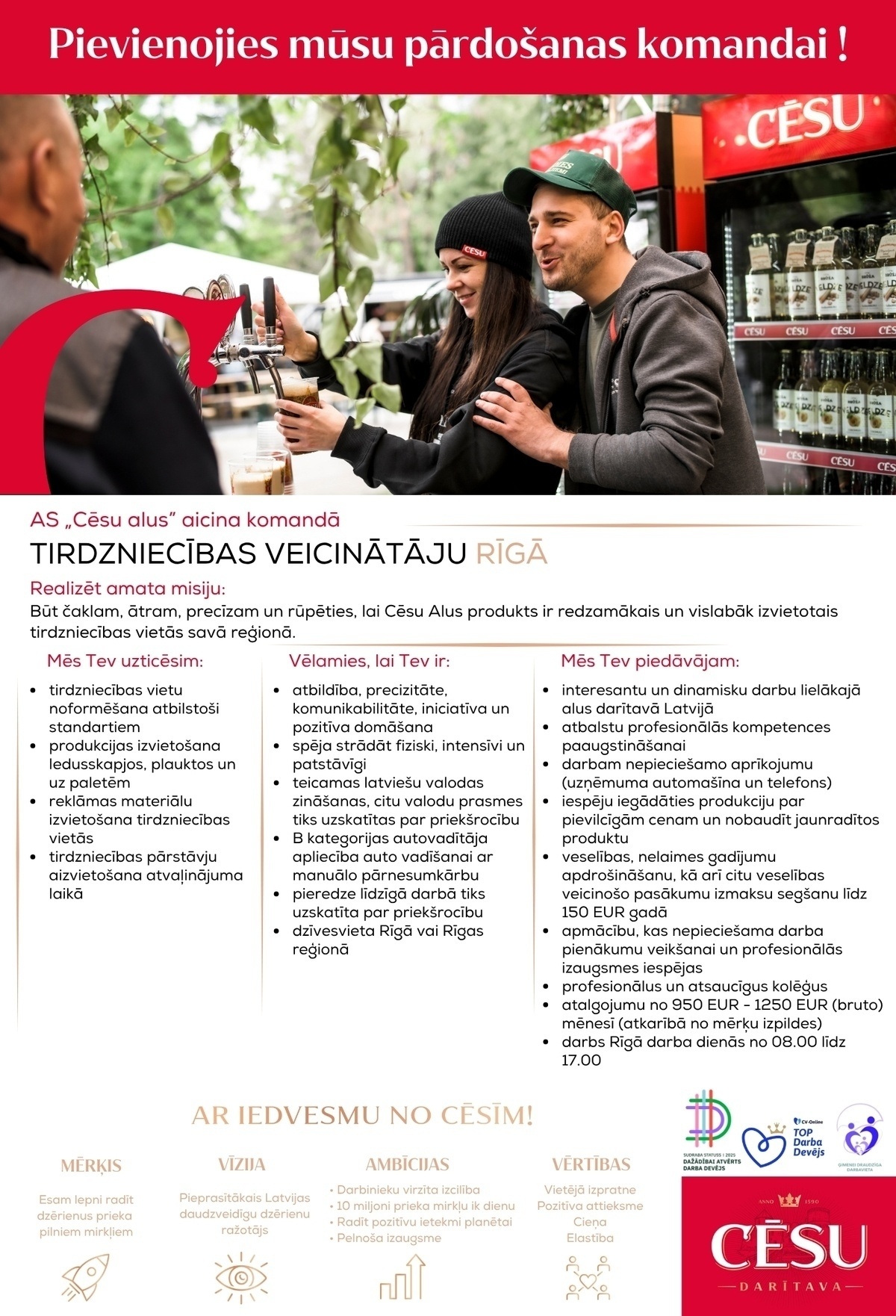 Cēsu alus, AS Tirdzniecības veicinātājs/-a (Rīgā)