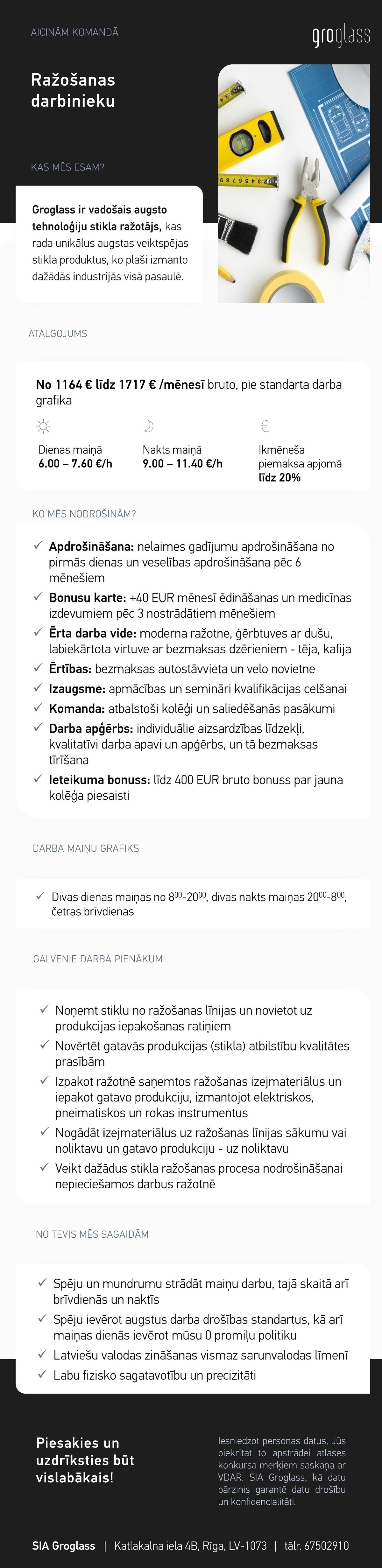 GroGlass, SIA Ražošanas darbinieks/-ce