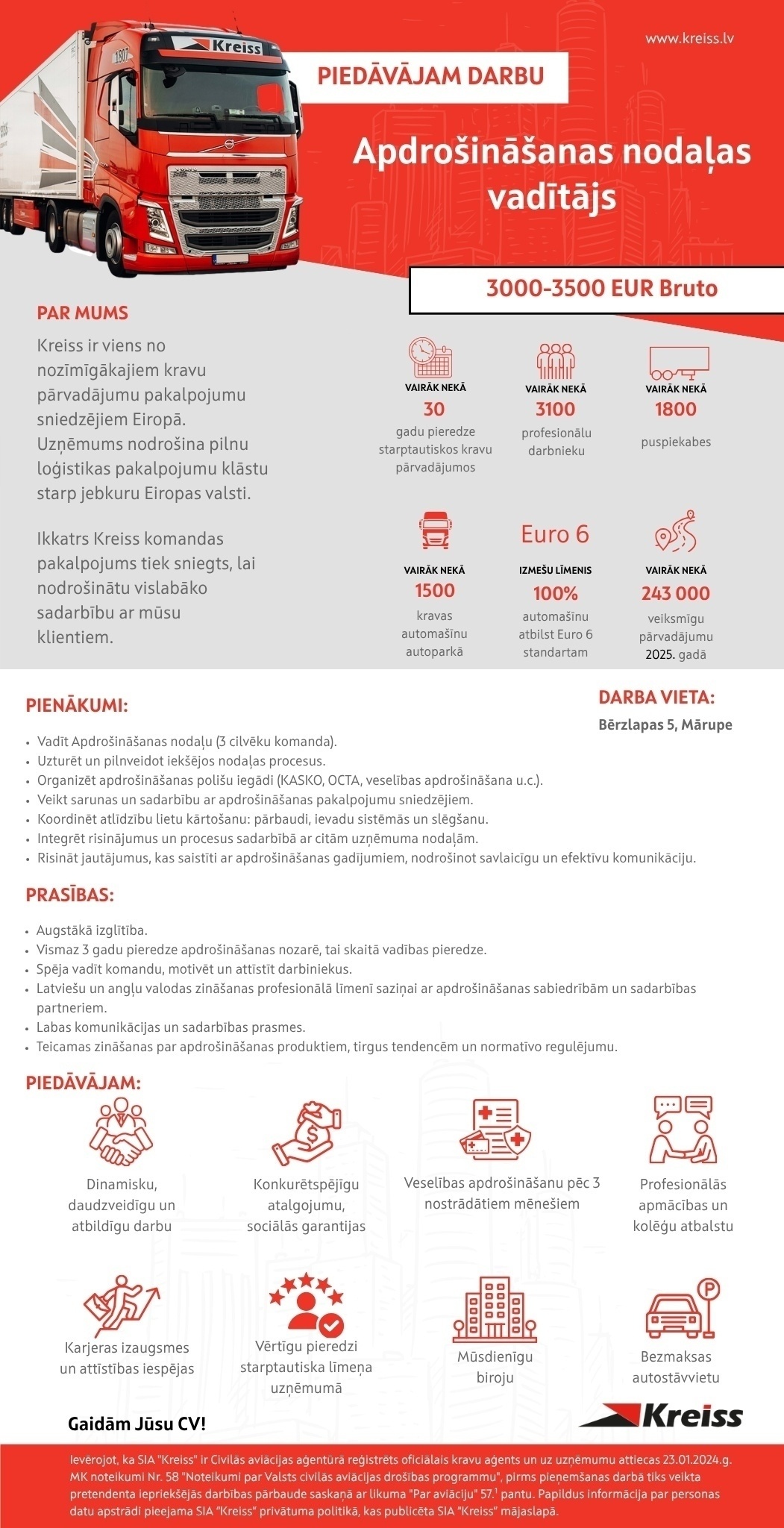 Kreiss, SIA Apdrošināšanas nodaļas vadītājs/-a