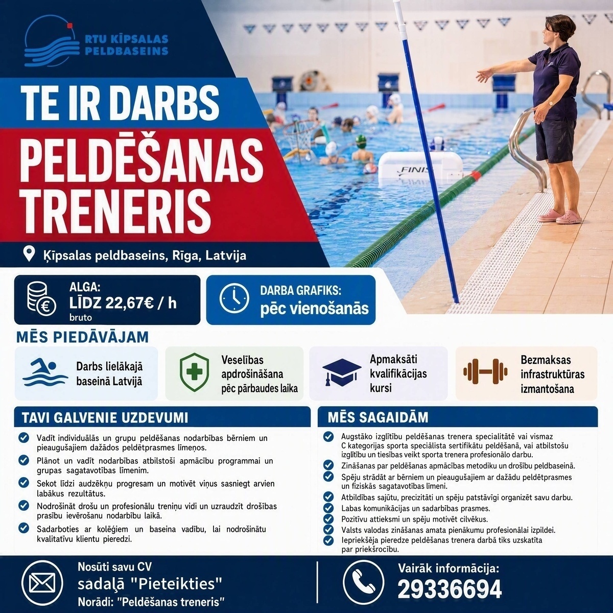 ĶĪPSALAS PELDBASEINS, SIA Peldēšanas treneris/-e