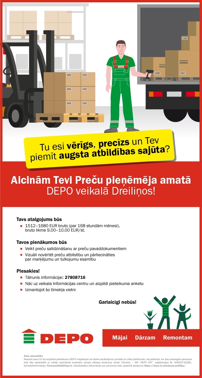 DEPO DIY, SIA Preču pieņēmējs/-a Dreiliņos