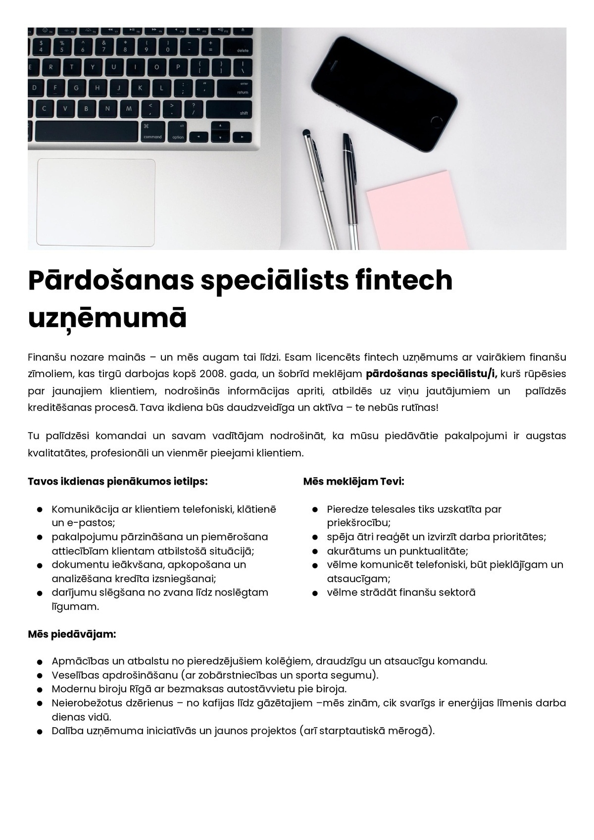 Digital Investment MGMT, SIA Pārdošanas speciālists/-e