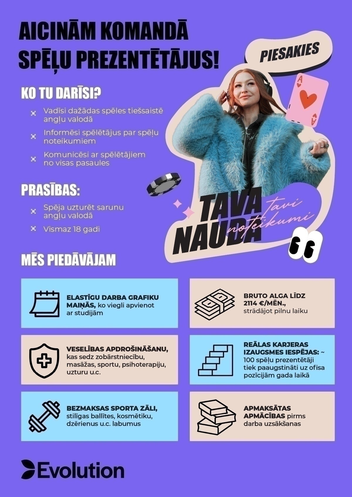 Evolution Latvia, SIA Spēļu prezentētājs/-a (Game Presenter)