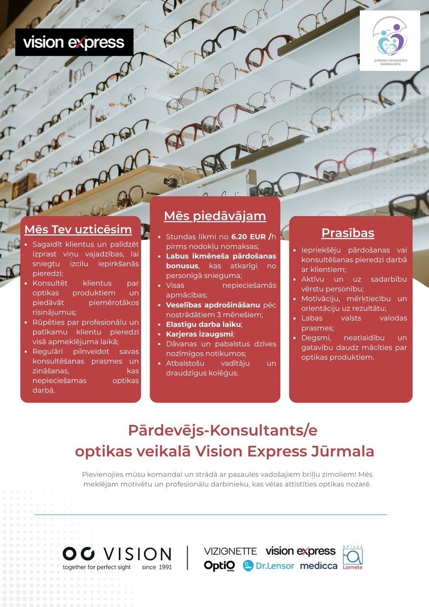 VISION EXPRESS BALTIJA SIA Pārdošanas konsultants/e Jūrmalā
