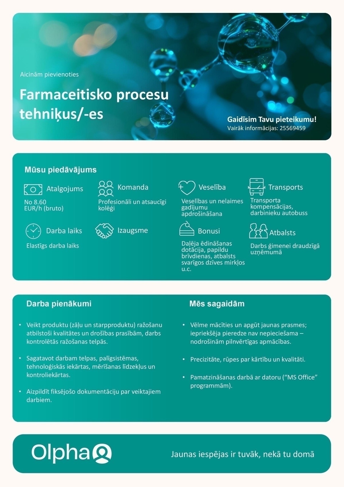 Olpha, AS Ražošanas un pakošanas operators/-e