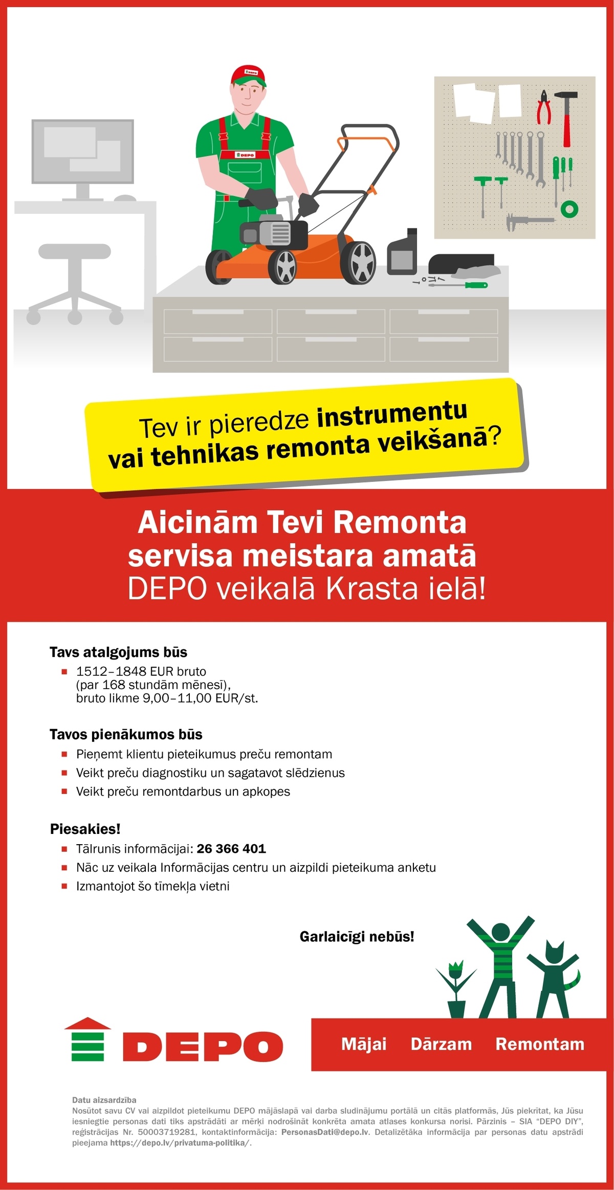 DEPO DIY, SIA Remonta servisa meistars/-e Krasta ielā