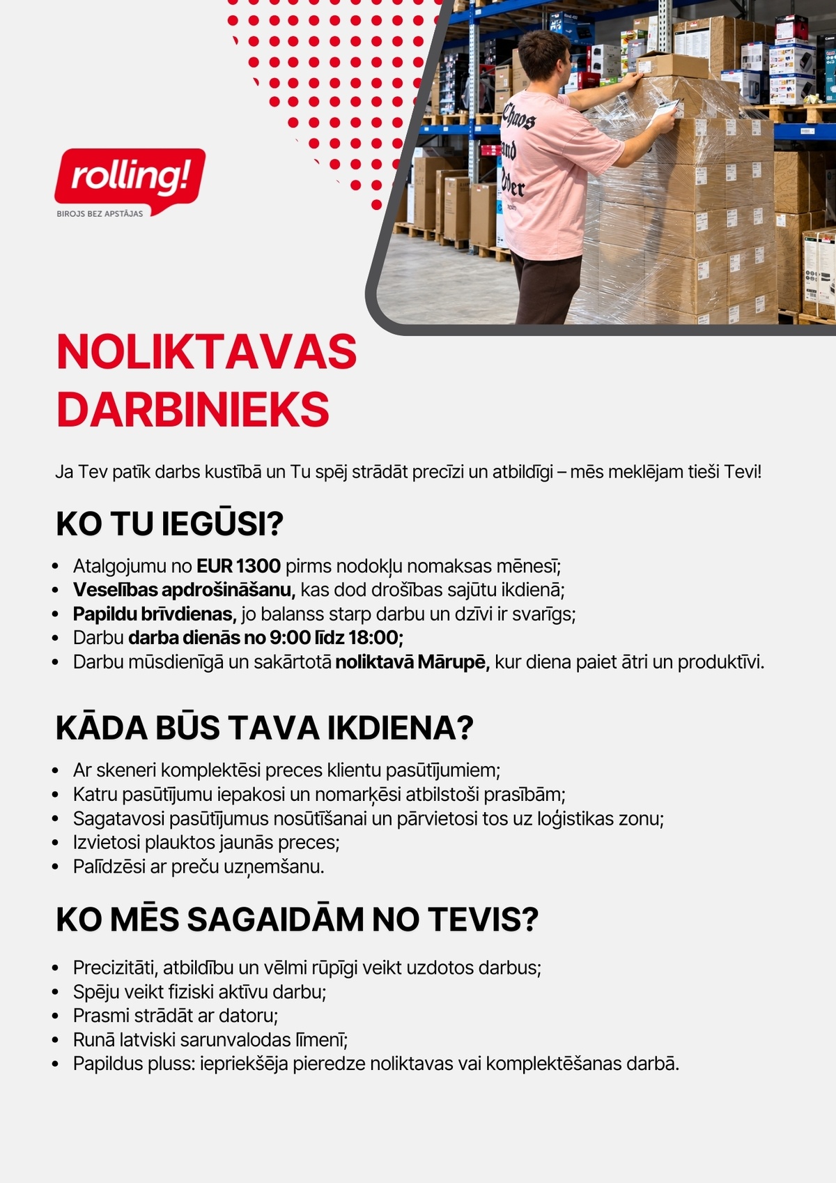 Rolling, SIA Noliktavas darbinieks/-ce