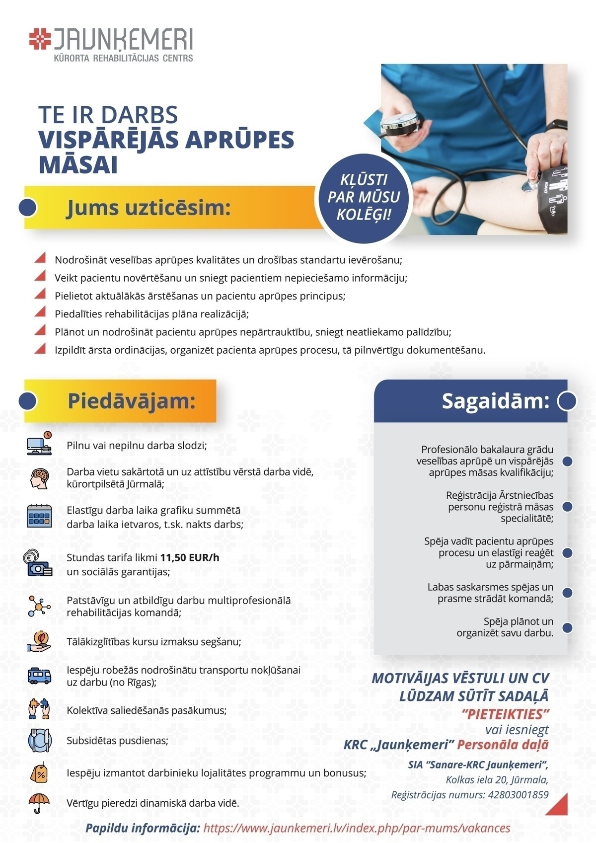 SANARE-KRC JAUNĶEMERI, SIA Vispārējās aprūpes māsa