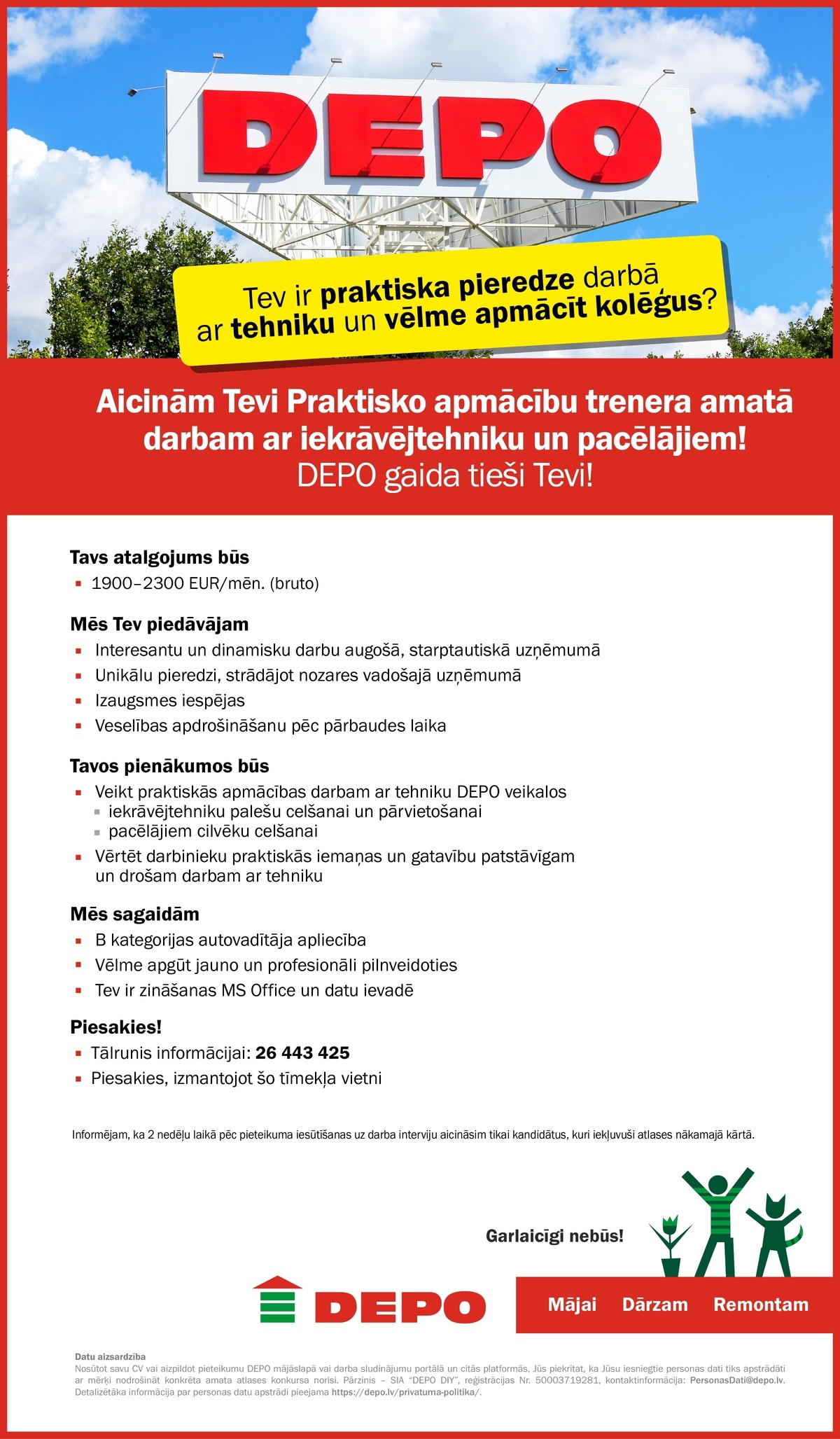 DEPO DIY, SIA Praktisko apmācību treneris/-e