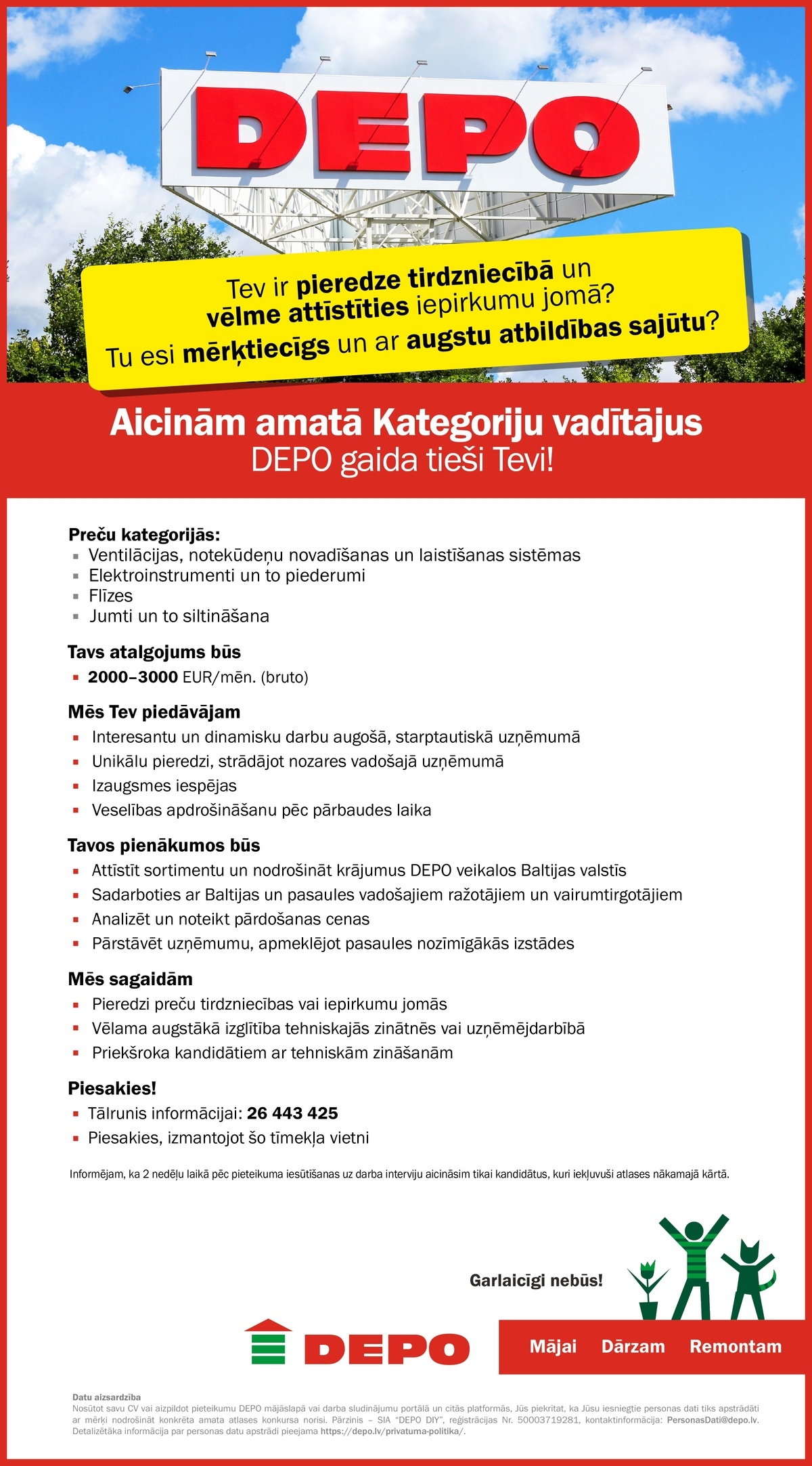 DEPO DIY, SIA Kategorijas vadītājs/-a