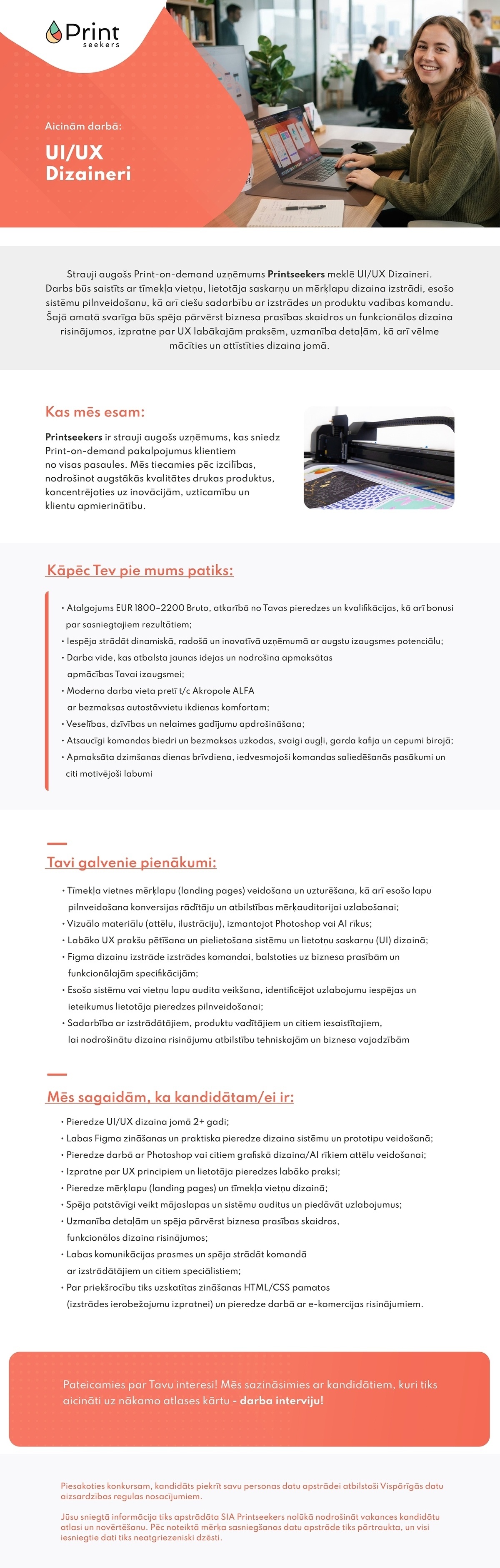 Printseekers, SIA UI/UX dizainers/-e