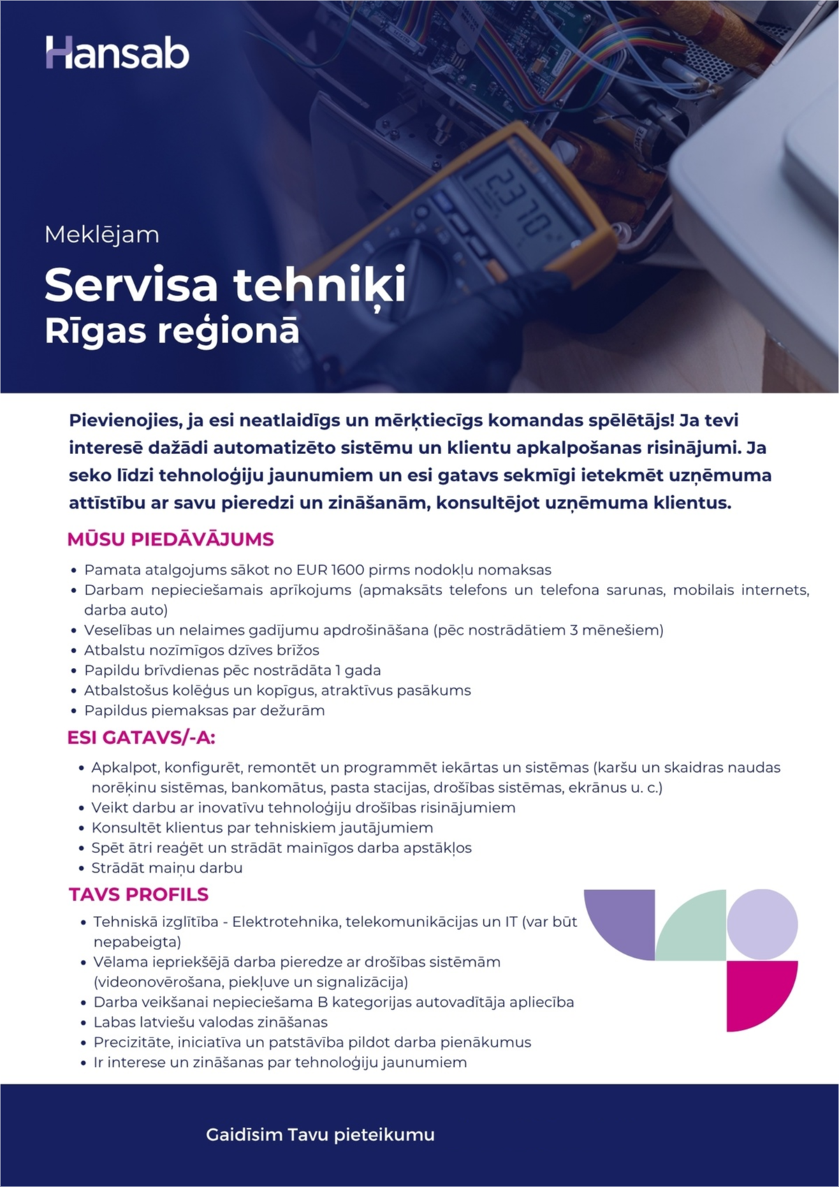 HANSAB, SIA Servisa tehniķis /-e
