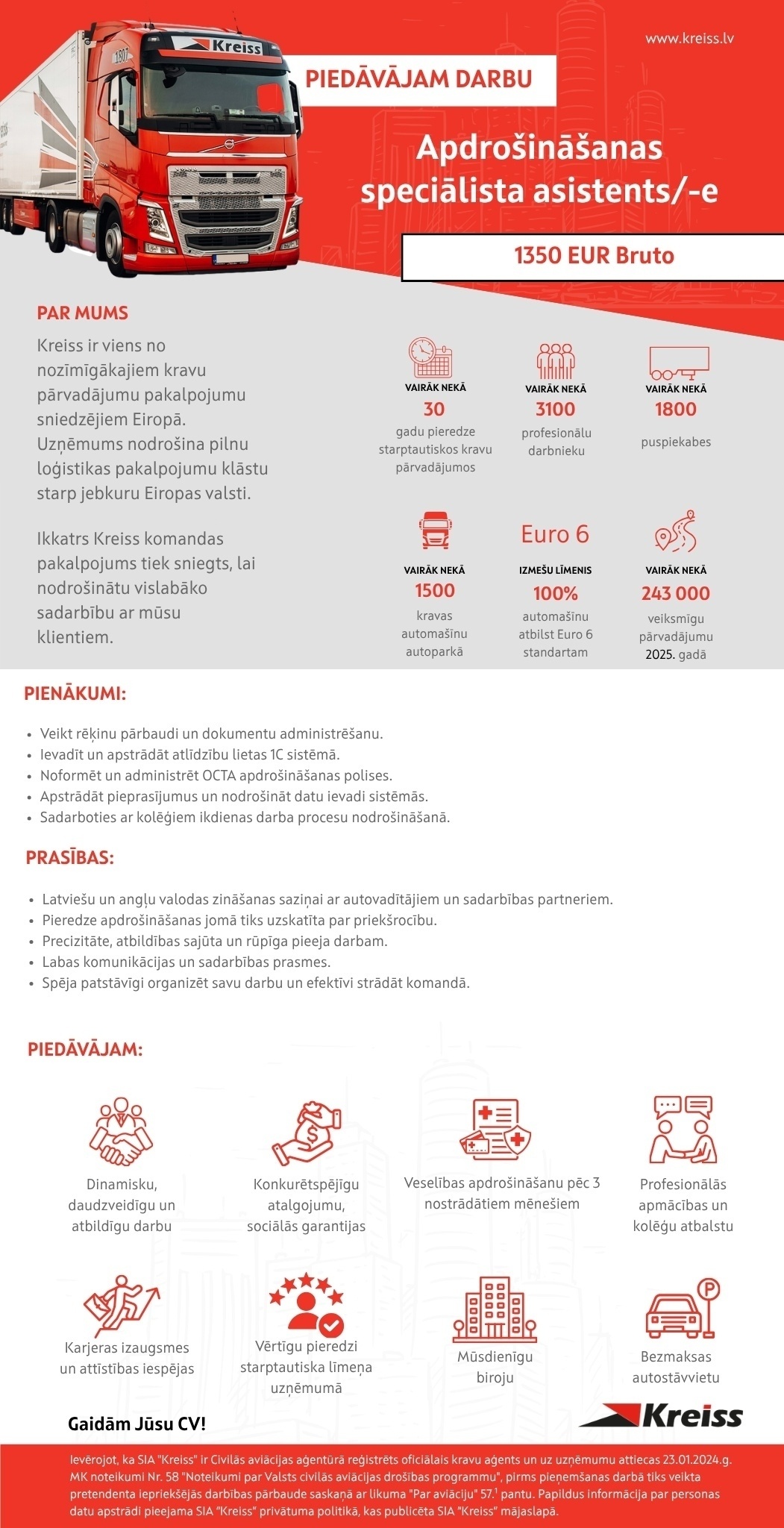 Kreiss, SIA Apdrošināšanas speciālista asistents/-e