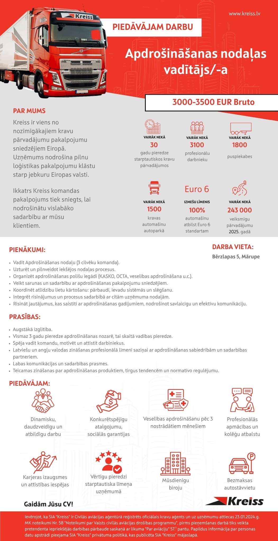 Kreiss, SIA Apdrošināšanas nodaļas vadītājs/-a