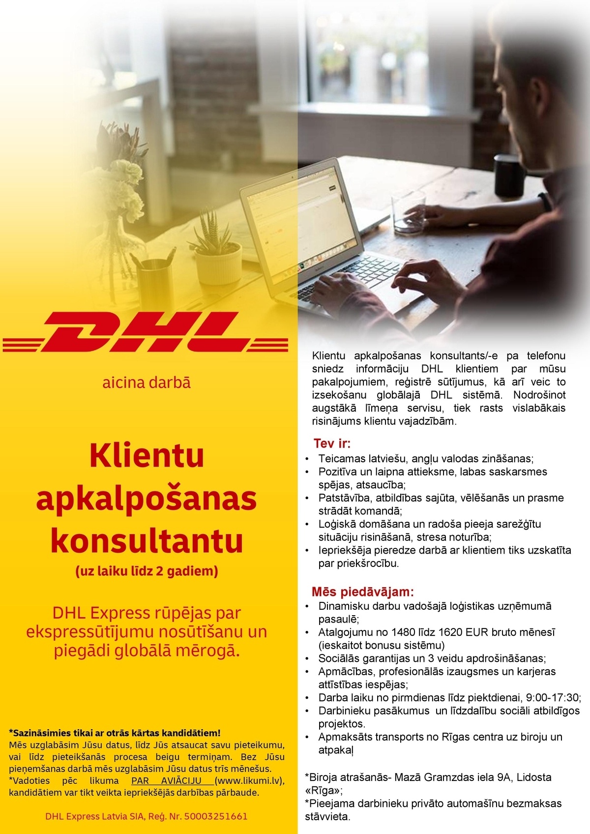 DHL Express Latvia, SIA Klientu apkalpošanas speciālists/-e