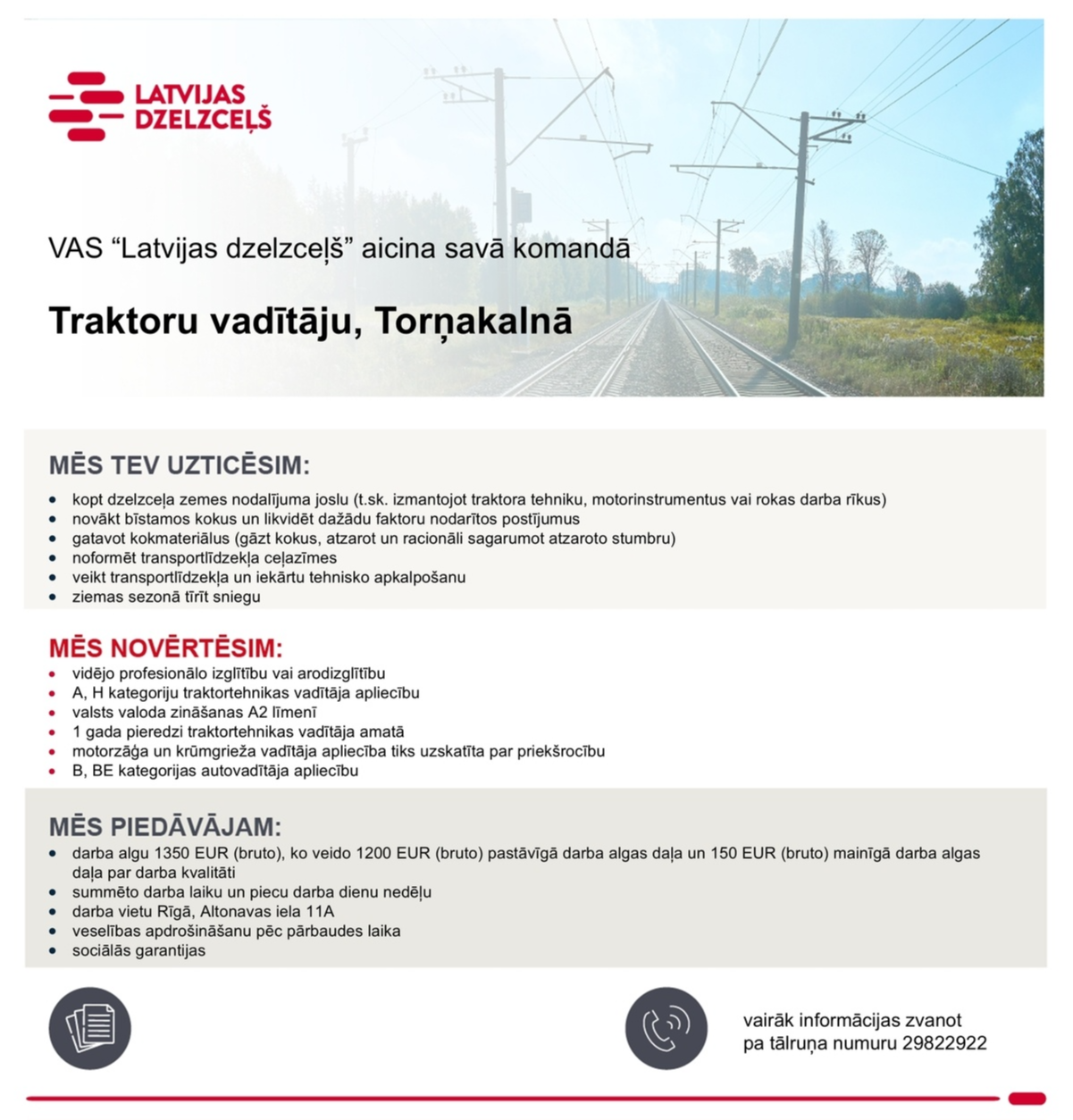 Latvijas dzelzceļš, VAS Traktora vadītājs/-a