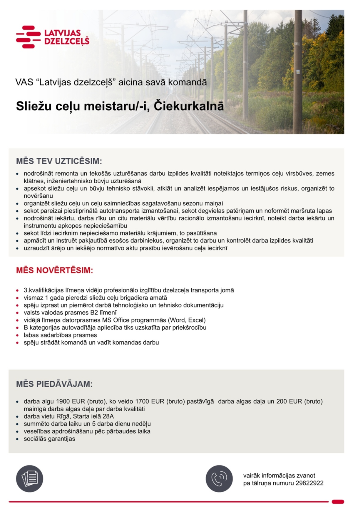 Latvijas dzelzceļš, VAS Sliežu ceļu meistars/-e