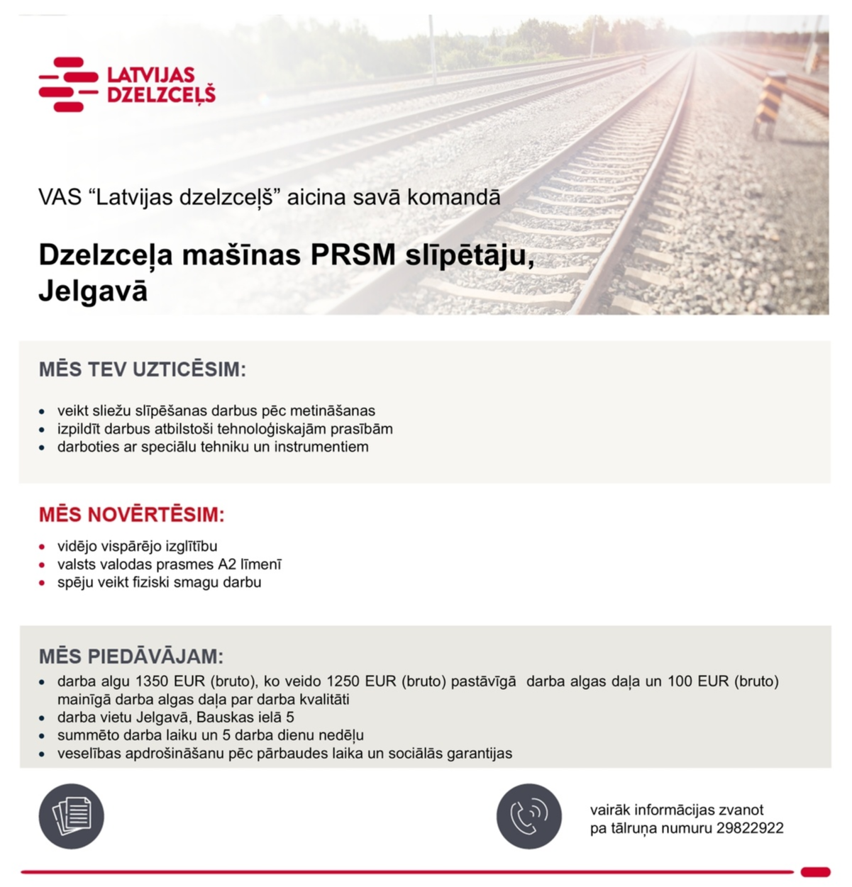 Latvijas dzelzceļš, VAS Dzelzceļa mašīnas PRSM slīpētājs/-a