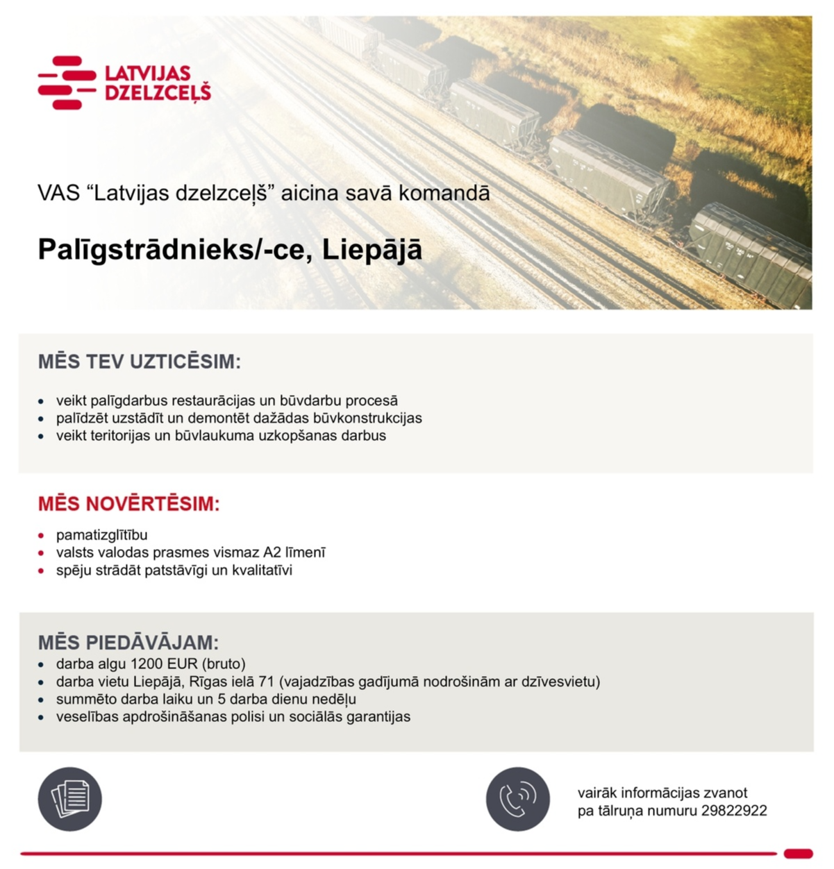 Latvijas dzelzceļš, VAS Palīgstrādnieks/-ce