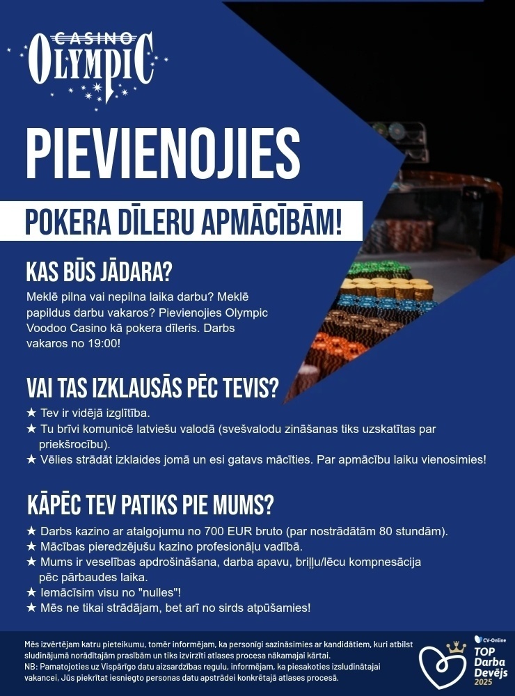 Olympic Casino Latvia, SIA Pokera dīleru apmācības "Olympic Voodoo Casino"