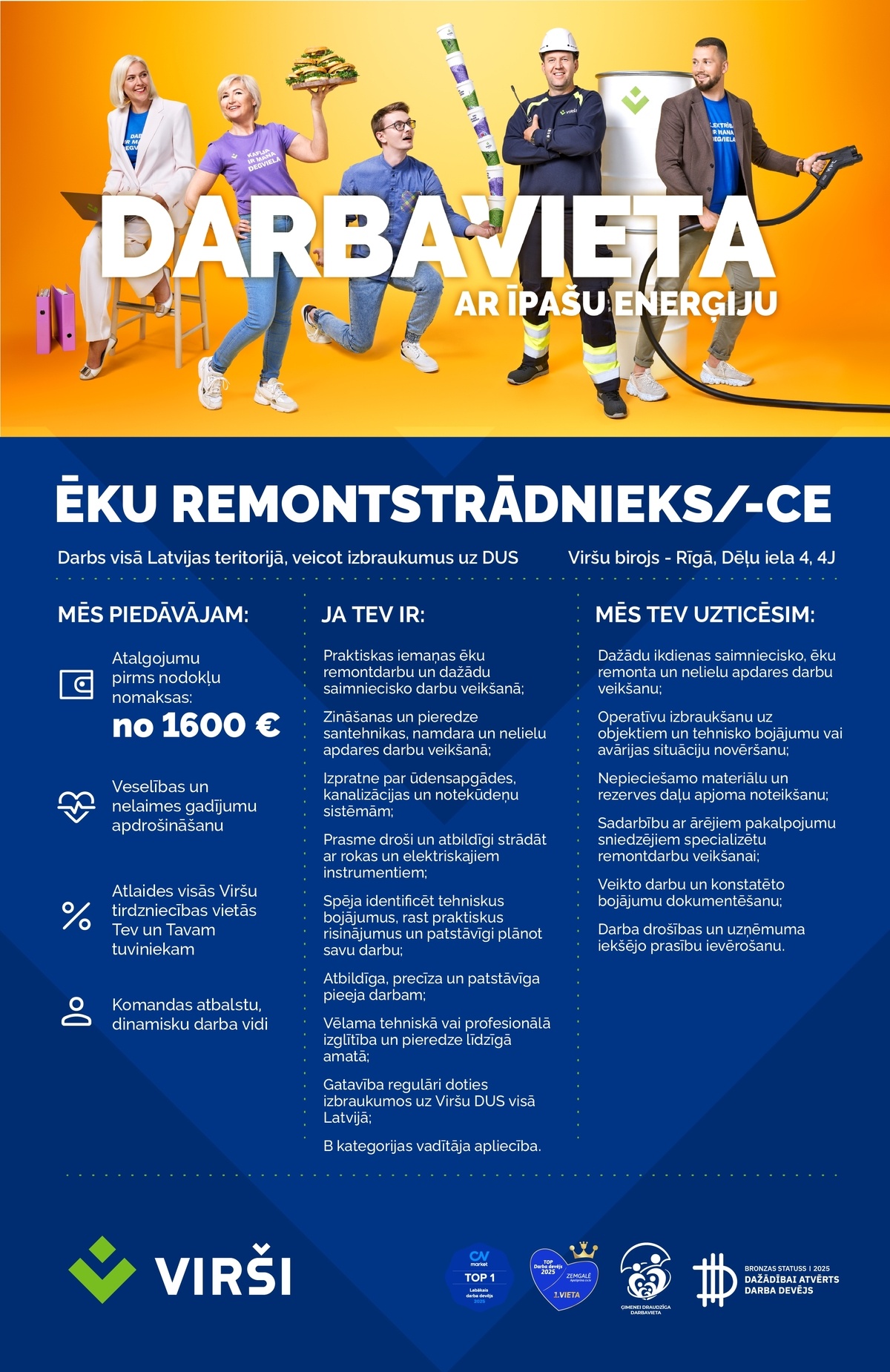 VIRŠI-A, AS Ēku remontstrādnieks/-ce