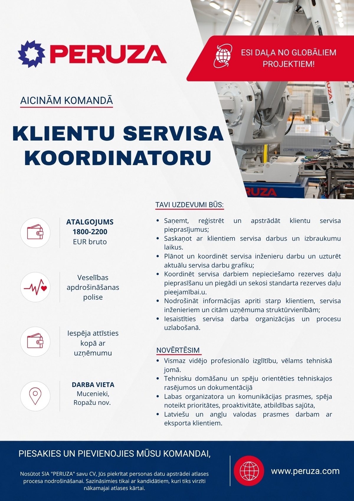 PERUZA, SIA Klientu servisa koordinators