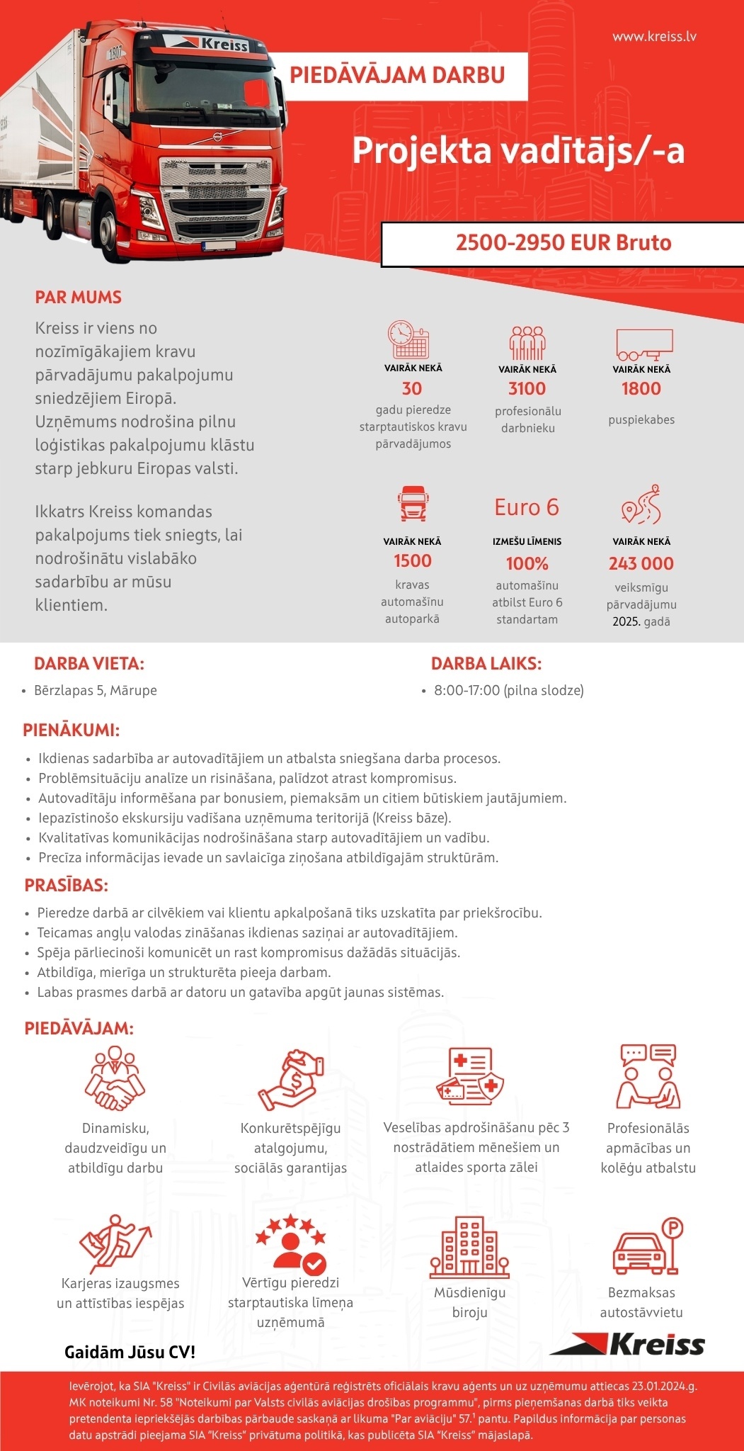 Kreiss, SIA Projekta vadītājs/-a (darbs ar autovadītājiem)