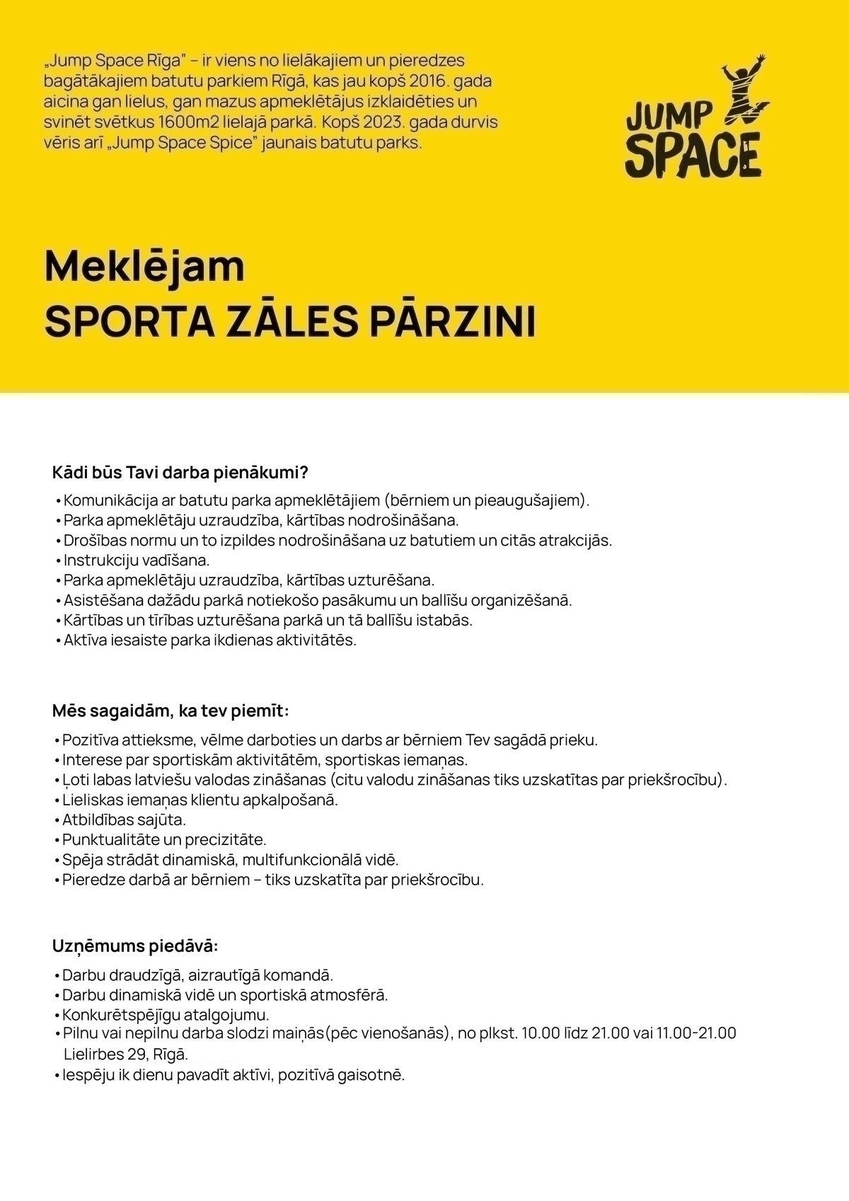 JUMP SPACE, SIA Batutu parka instruktors/-e