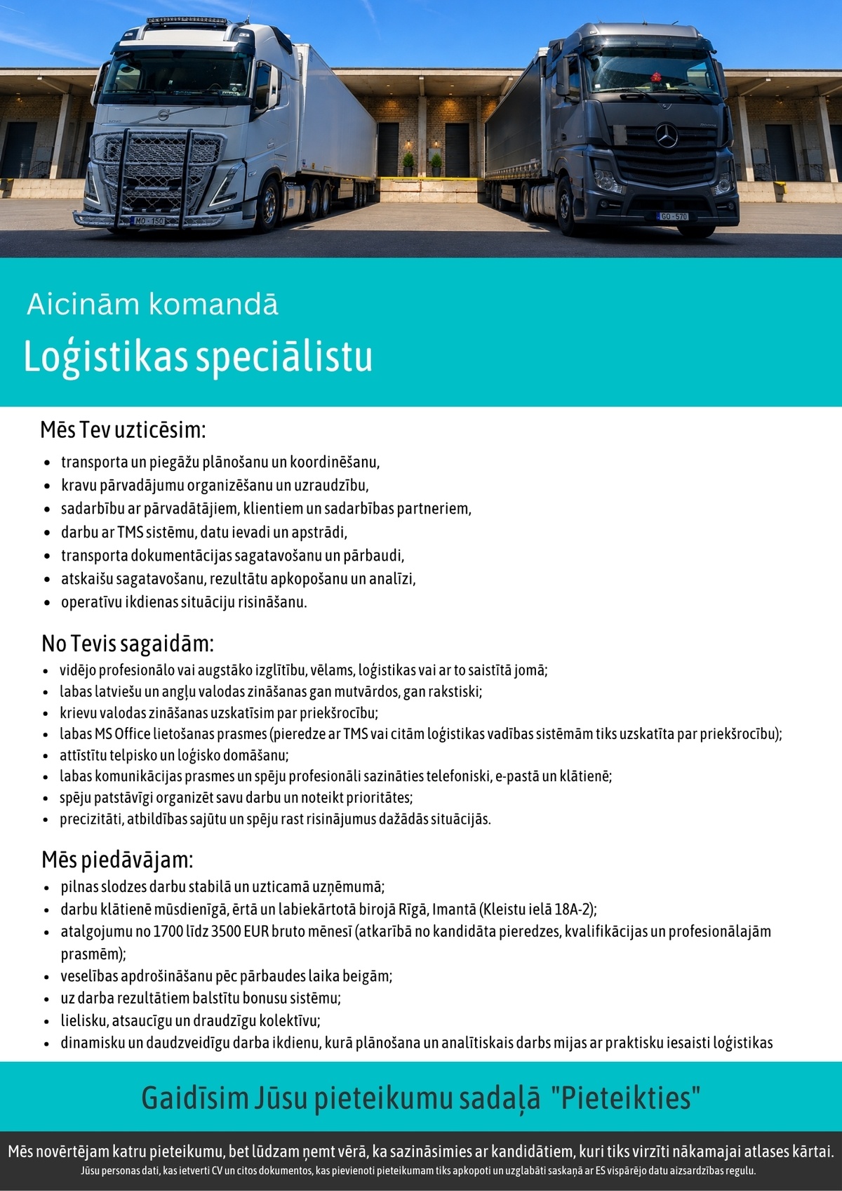 IMG Logistics, SIA Loģistikas speciālists/-e