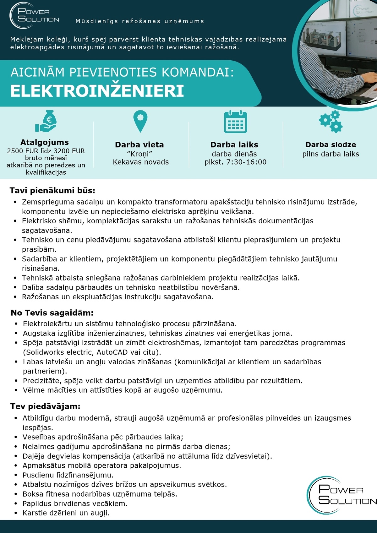 Power Solution, SIA Elektroinženieris/-e