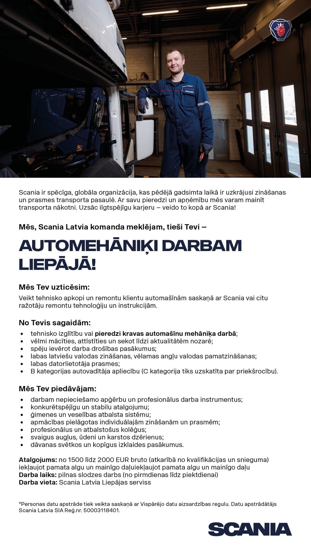 SCANIA LATVIA, SIA Automehāniķis/-e
