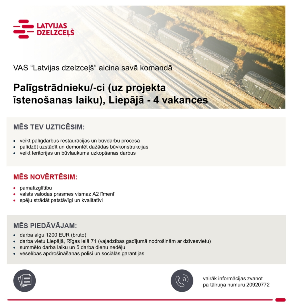Latvijas dzelzceļš, VAS Palīgstrādnieks/-ce